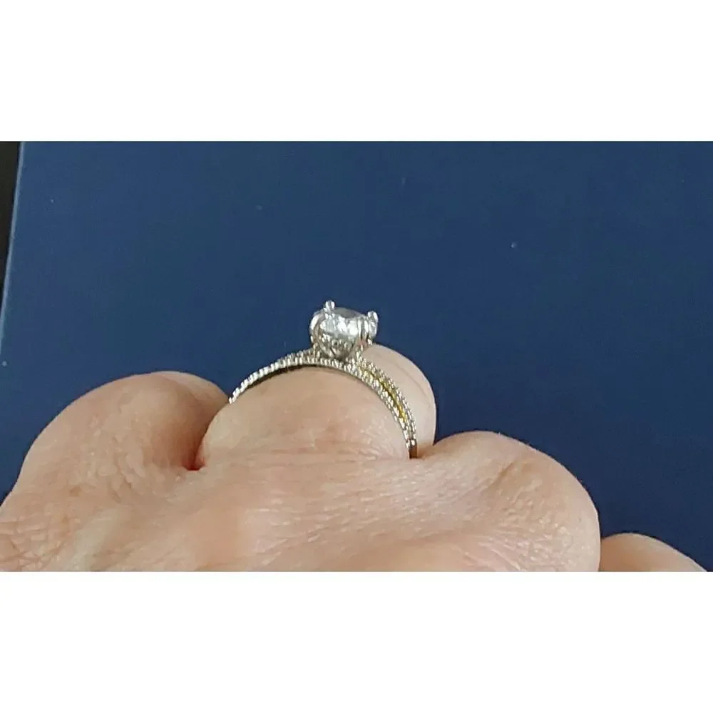 NEW~1.5 Ct. Round Cut Two-Tone Twist Highway Design Engagement/Bridal Ring Sz 7